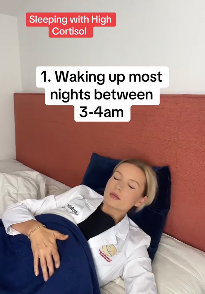 Holistic practitioner MaryBeth Ayer (pictured here pretending to sleep) is revealing 10 poor sleep behaviors that could indicate you have high levels of the stress hormone cortisol. See a doctor if you have at least three of these habits.